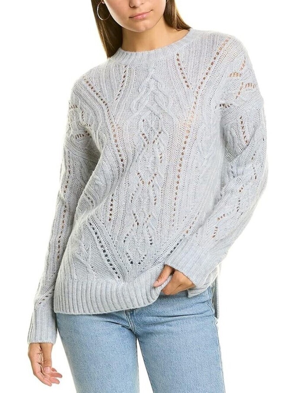 Vince Merino Wool Cashmere Cable Knit Oversized Sweater Light Blue Women’s Small